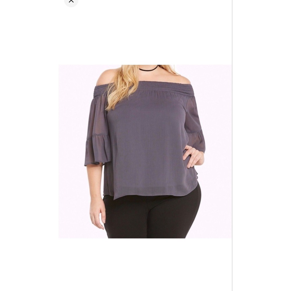 027- TORRID Chiffon off shoulder Blouse SIZE 00/M-L
